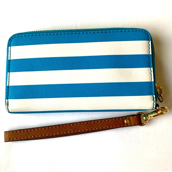 Michael Kors Turquoise & White Striped Wristlet - Picture 2 of 12